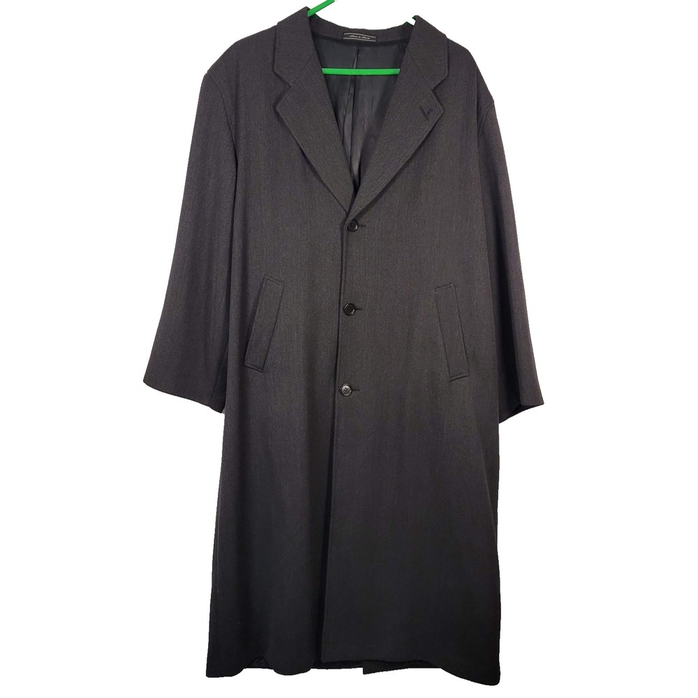Boggio Coat Mens 50 Gray 100% Wool Overcoat Long Made In Italy Dress Classic